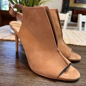 Vince Camuto VC Catina Leather Peep Toe‎ Slingback Heels Size 9.5M